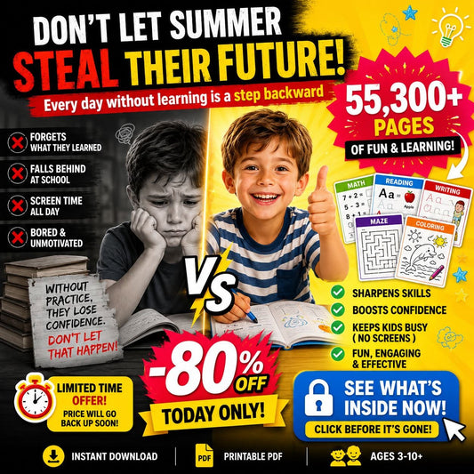 Keep Kids Learning All Summer 55,300+ Worksheets (80% OFF)
