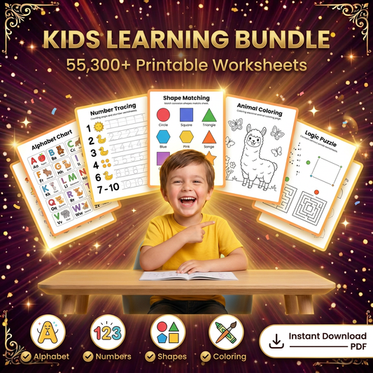 Mega Kids Learning Pack – 55,300+ Printable Worksheets & Coloring Pages (PLR/MRR)
